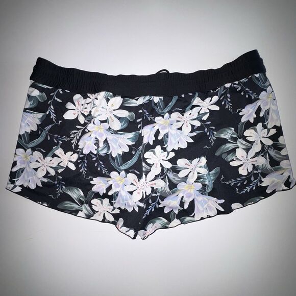 Athleta Black & White Tropical Floral Swim Shorts Swimsuit Bottom Size Large - Picture 7 of 8